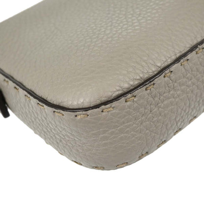 Fendi Selleria Gray Leather Baguette Handbag
