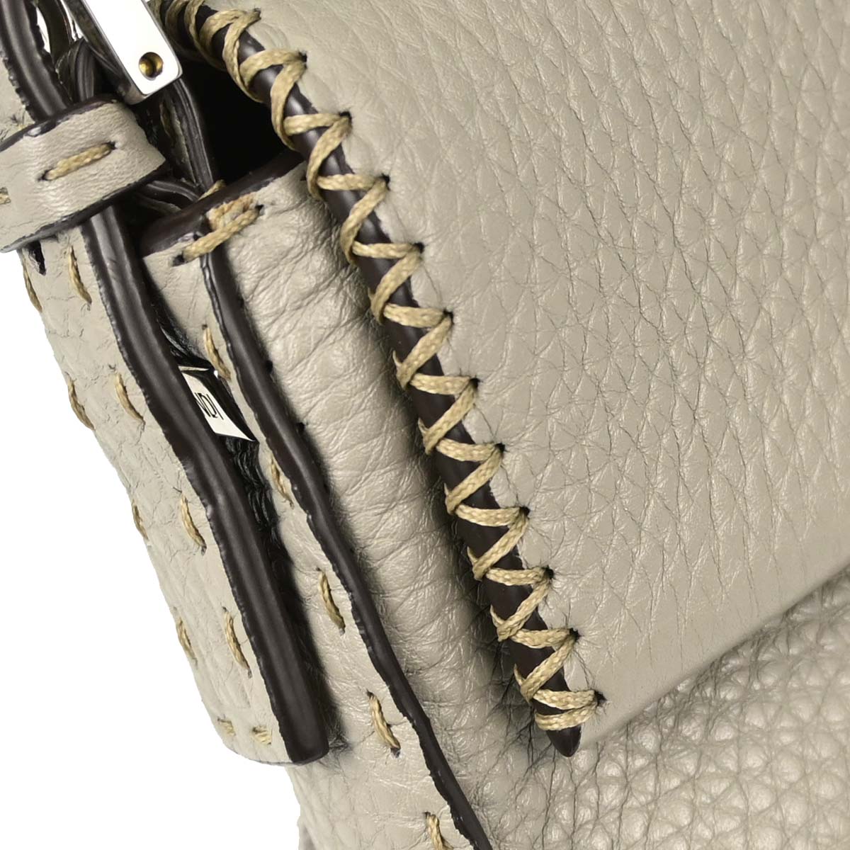 Fendi Selleria Gray Leather Baguette Handbag