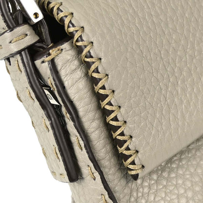 Fendi Selleria Gray Leather Baguette Handbag