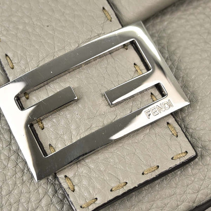 Fendi Selleria Gray Leather Baguette Handbag