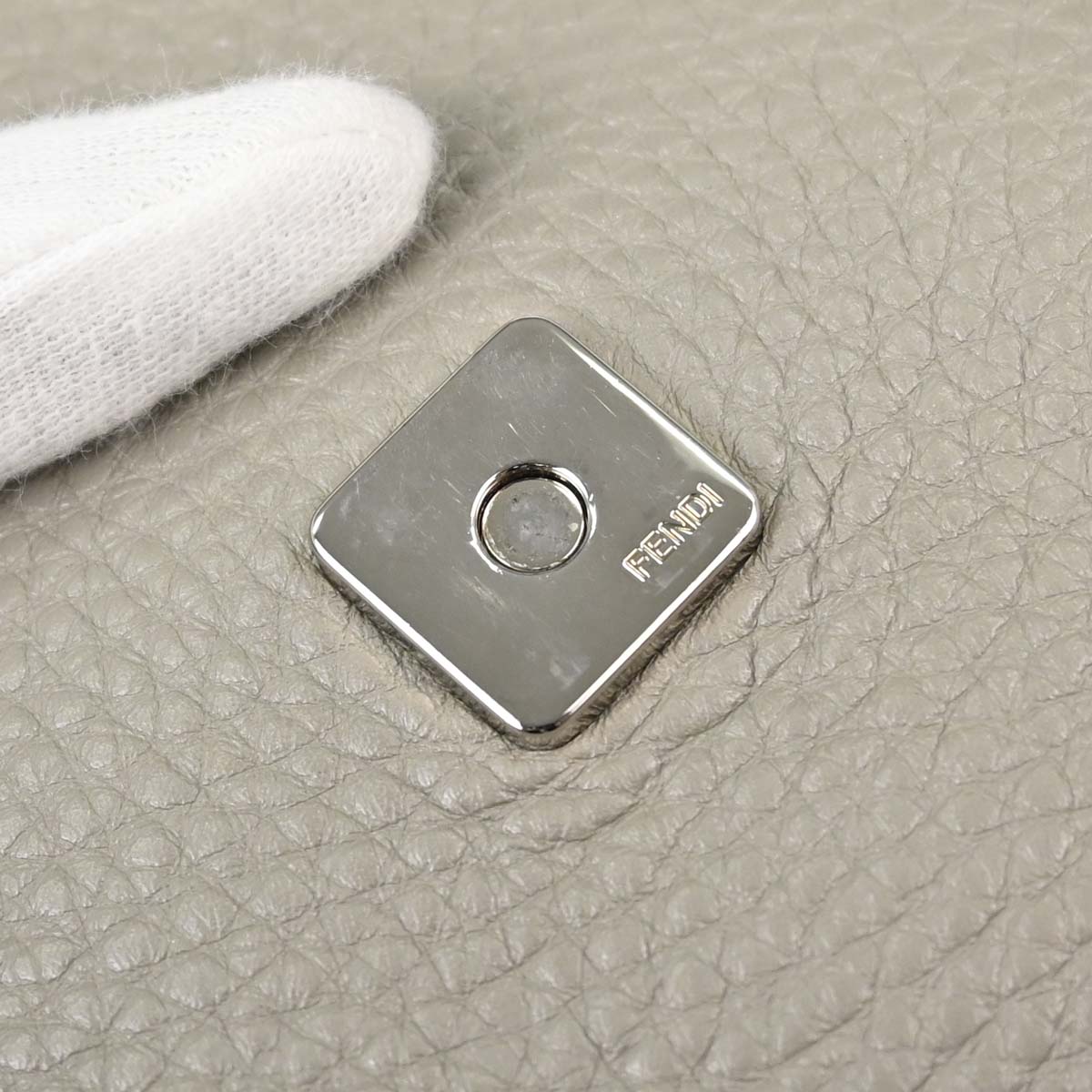 Fendi Selleria Gray Leather Baguette Handbag