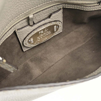 Fendi Selleria Gray Leather Baguette Handbag