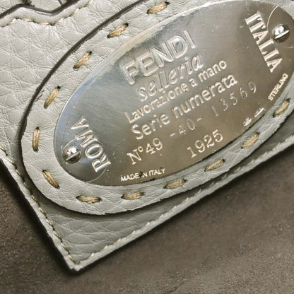Fendi Selleria Gray Leather Baguette Handbag