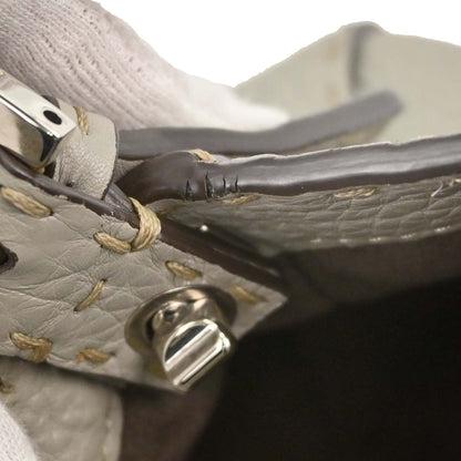 Fendi Selleria Gray Leather Baguette Handbag