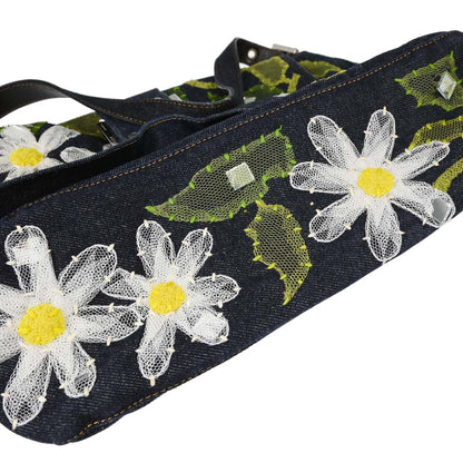 Fendi Indigo Denim Floral Mamma Baguette Handbag
