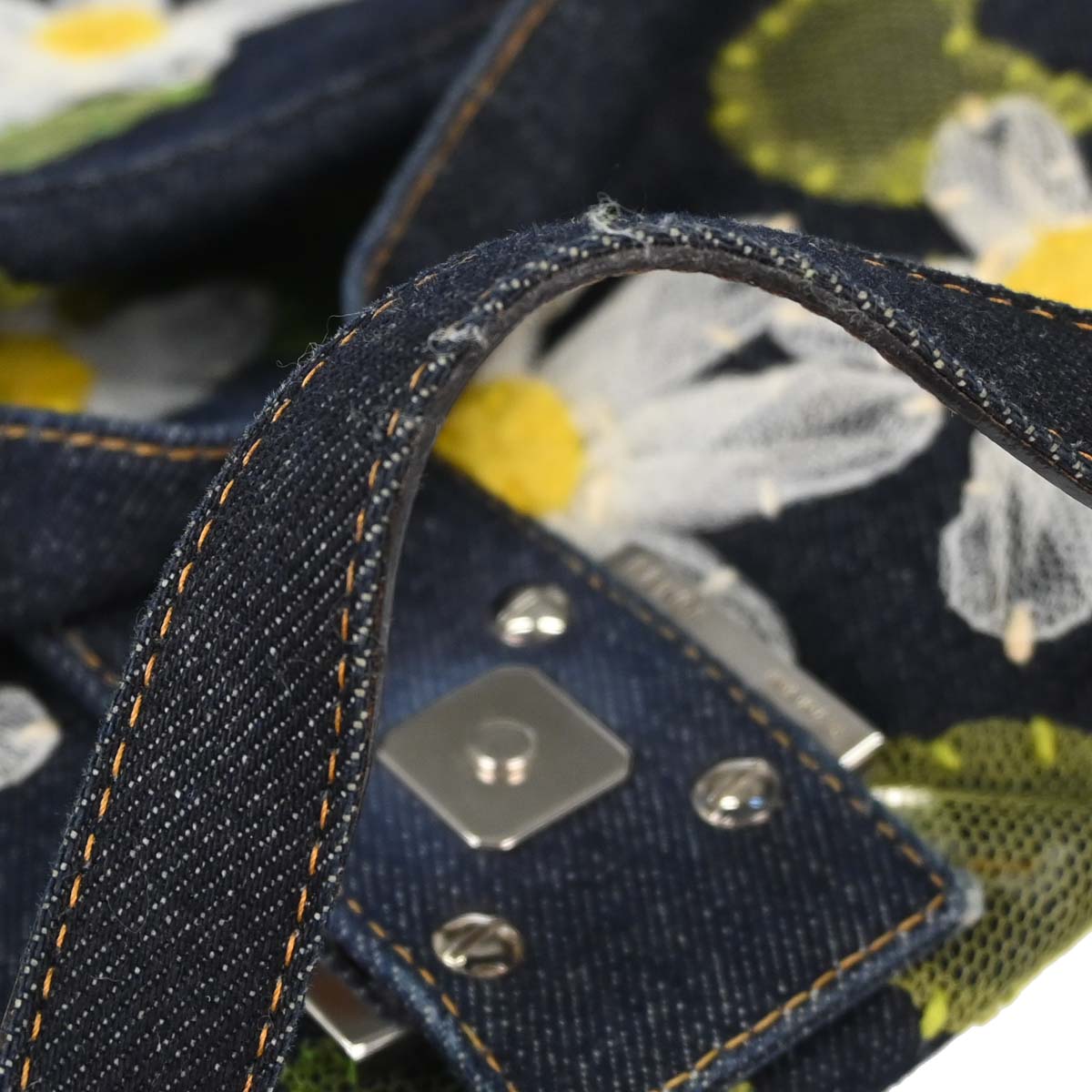 Fendi Indigo Denim Floral Mamma Baguette Handbag
