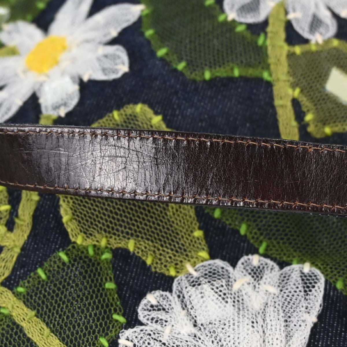 Fendi Indigo Denim Floral Mamma Baguette Handbag