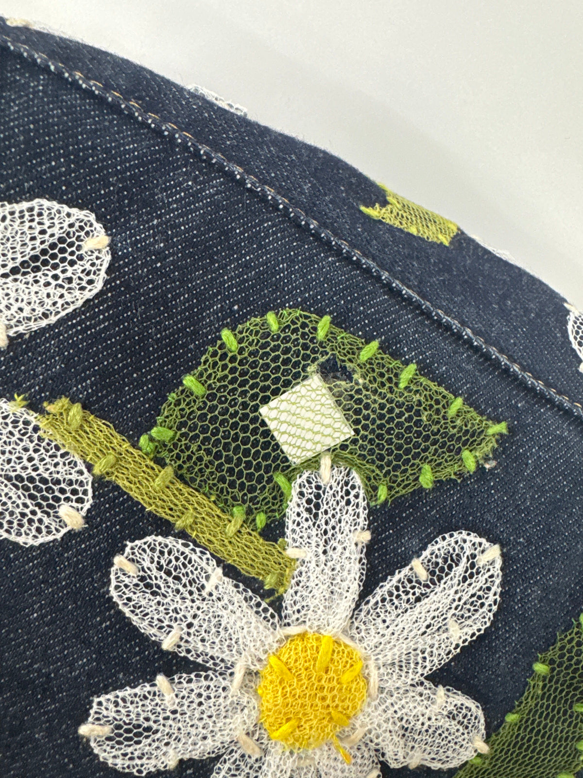 Fendi Indigo Denim Floral Mamma Baguette Handbag