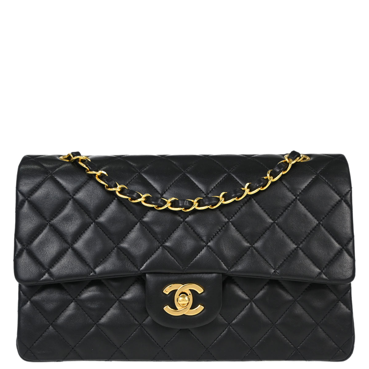 Chanel Black Lambskin Medium Classic Double Flap Shoulder Bag
