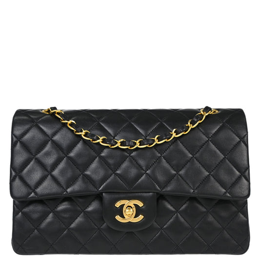 Chanel Black Lambskin Medium Classic Double Flap Shoulder Bag