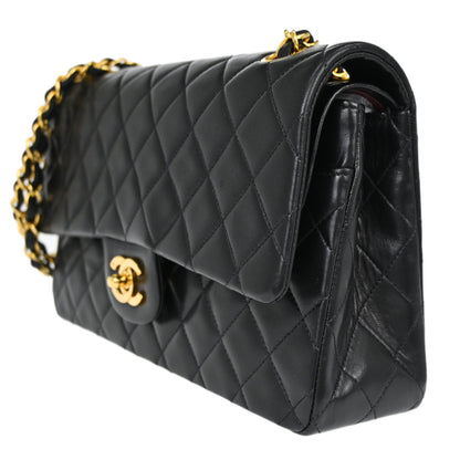 Chanel Black Lambskin Medium Classic Double Flap Shoulder Bag