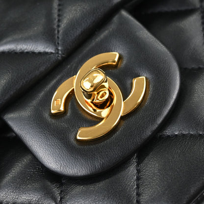 Chanel Black Lambskin Medium Classic Double Flap Shoulder Bag