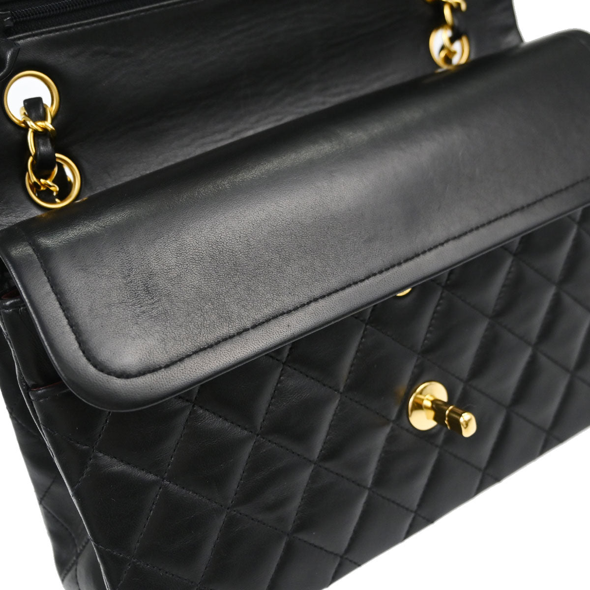 Chanel Black Lambskin Medium Classic Double Flap Shoulder Bag