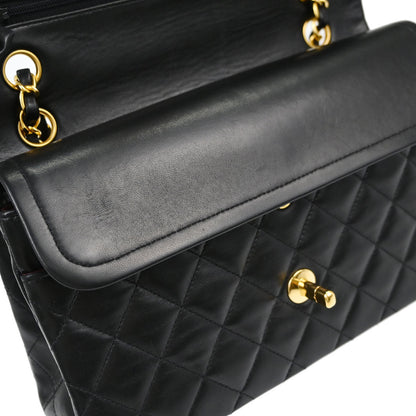 Chanel Black Lambskin Medium Classic Double Flap Shoulder Bag