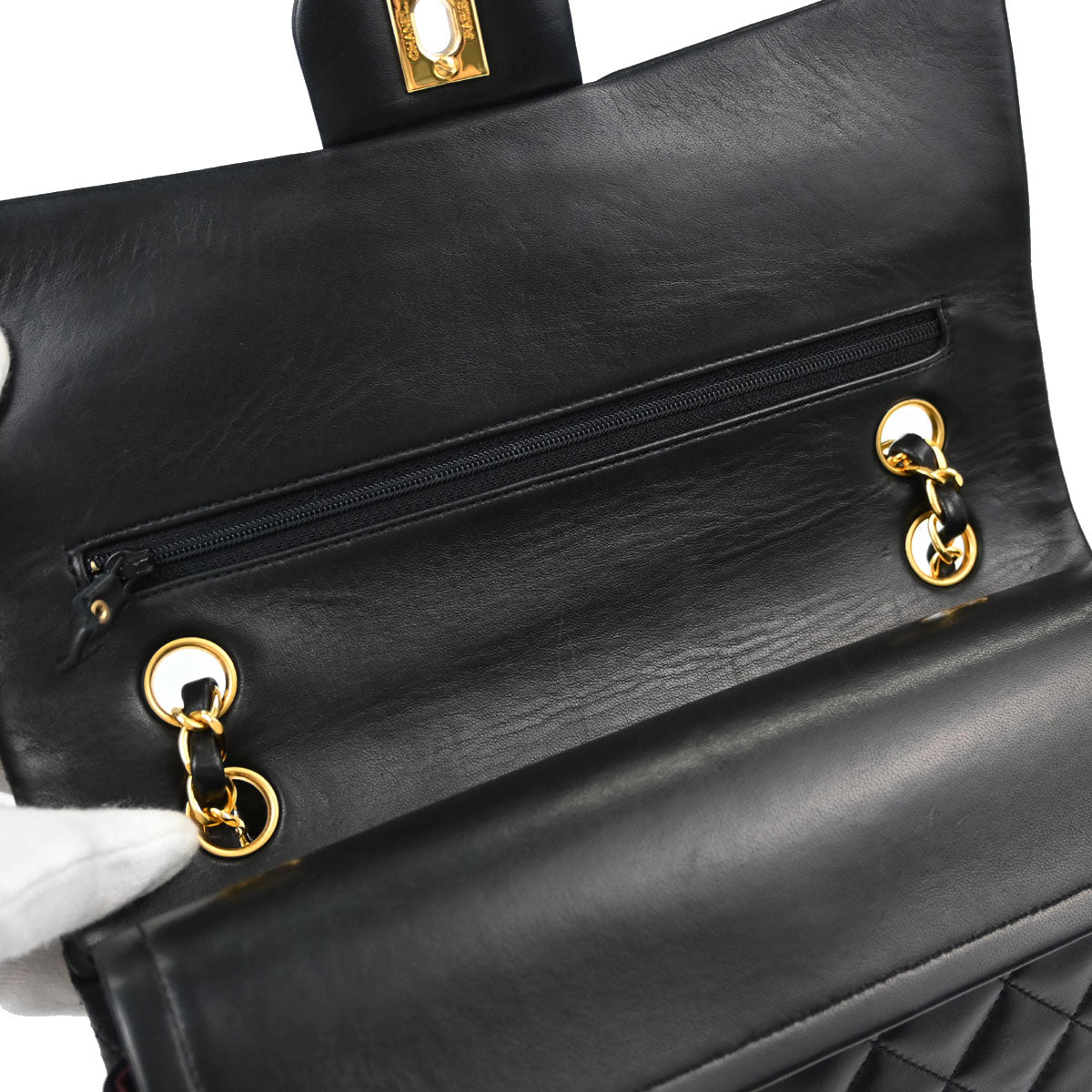Chanel Black Lambskin Medium Classic Double Flap Shoulder Bag