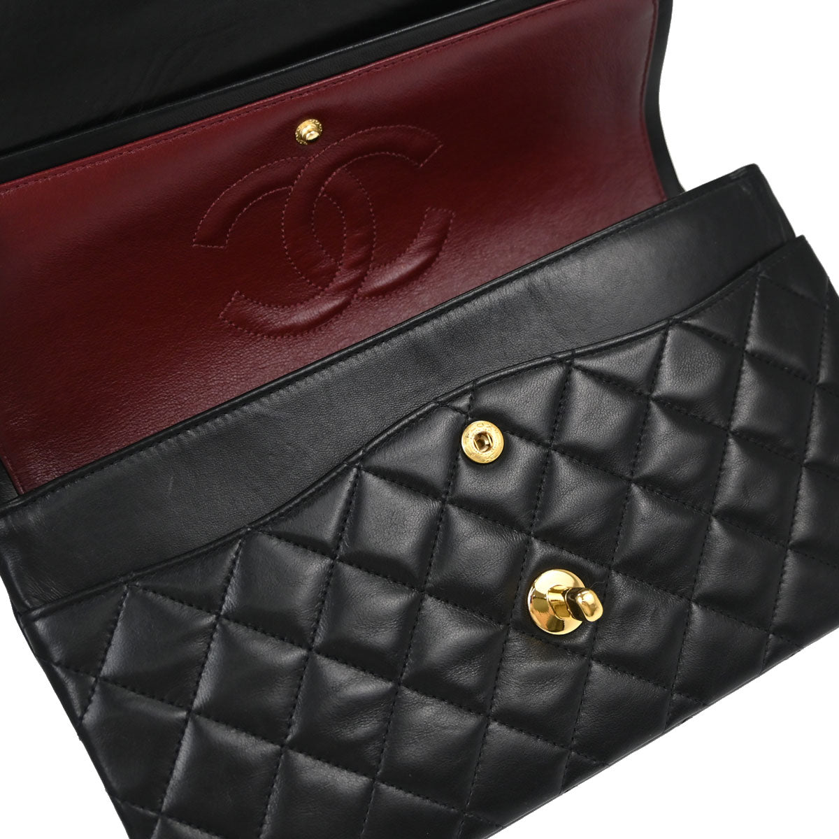 Chanel Black Lambskin Medium Classic Double Flap Shoulder Bag