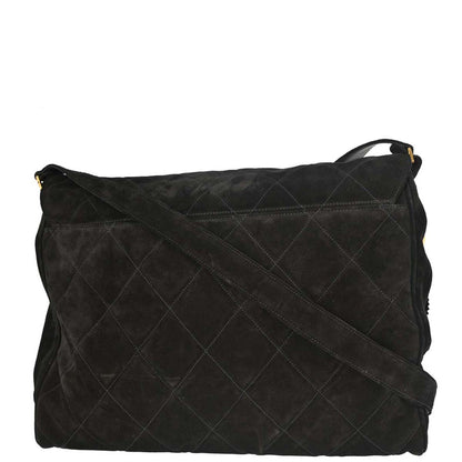 Chanel 1991-1994 Black Suede Shoulder Bag