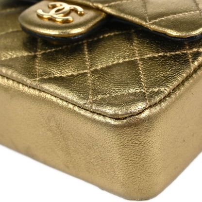 Chanel Classic Flap Micro Bag Charm Pouch Metallic Gold Lambskin
