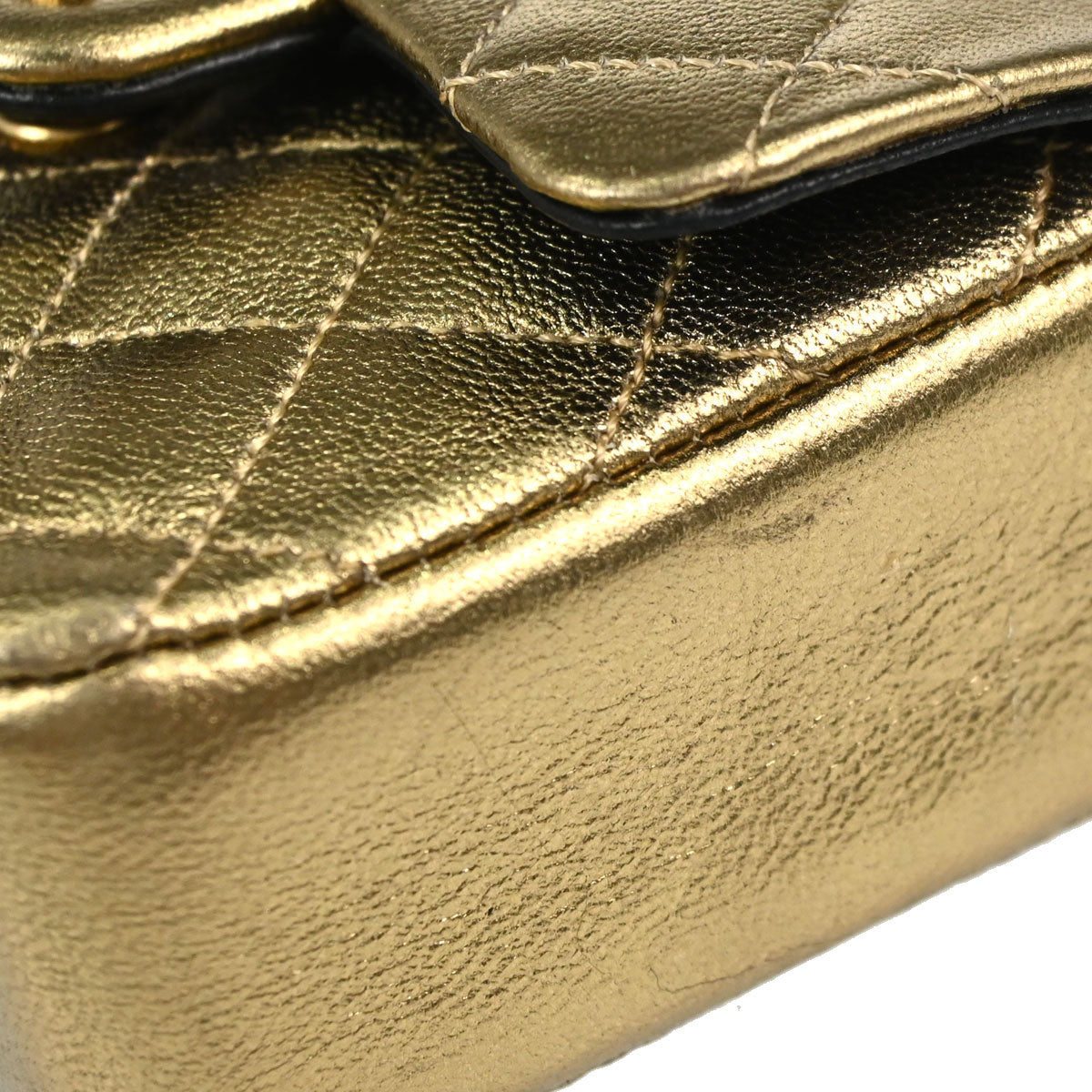 Chanel Classic Flap Micro Bag Charm Pouch Metallic Gold Lambskin