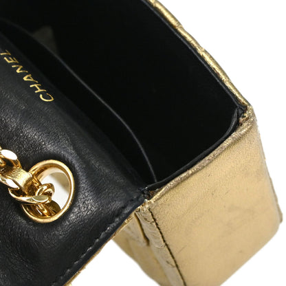 Chanel Classic Flap Micro Bag Charm Pouch Metallic Gold Lambskin