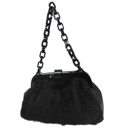 Chanel 2005-2006 Black Pony Hair Lambskin Acrylic Chain Handbag