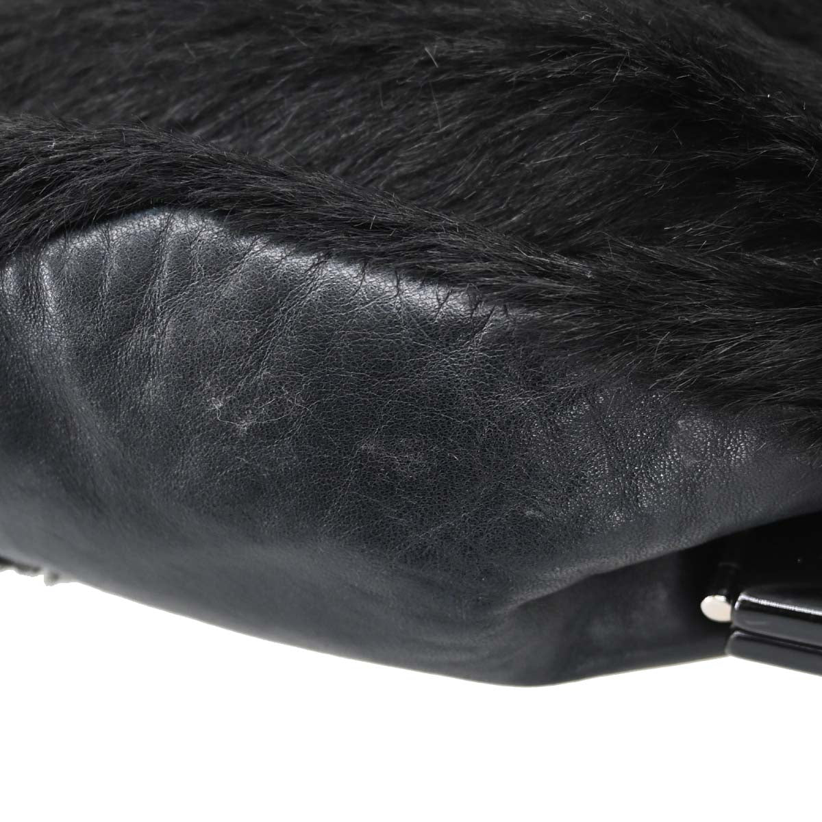 Chanel 2005-2006 Black Pony Hair Lambskin Acrylic Chain Handbag