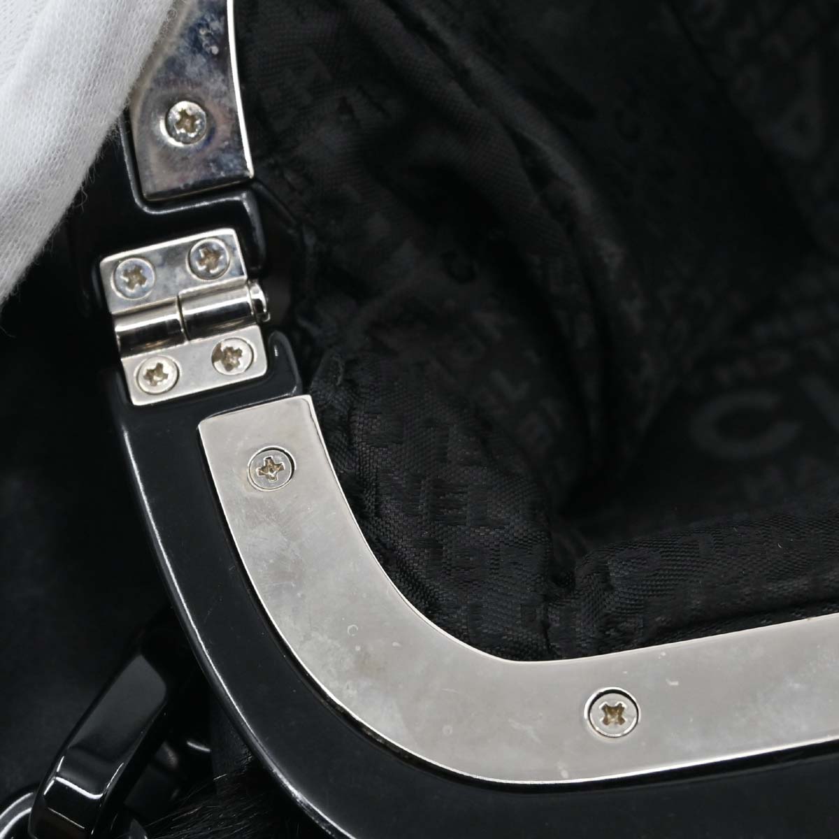 Chanel 2005-2006 Black Pony Hair Lambskin Acrylic Chain Handbag