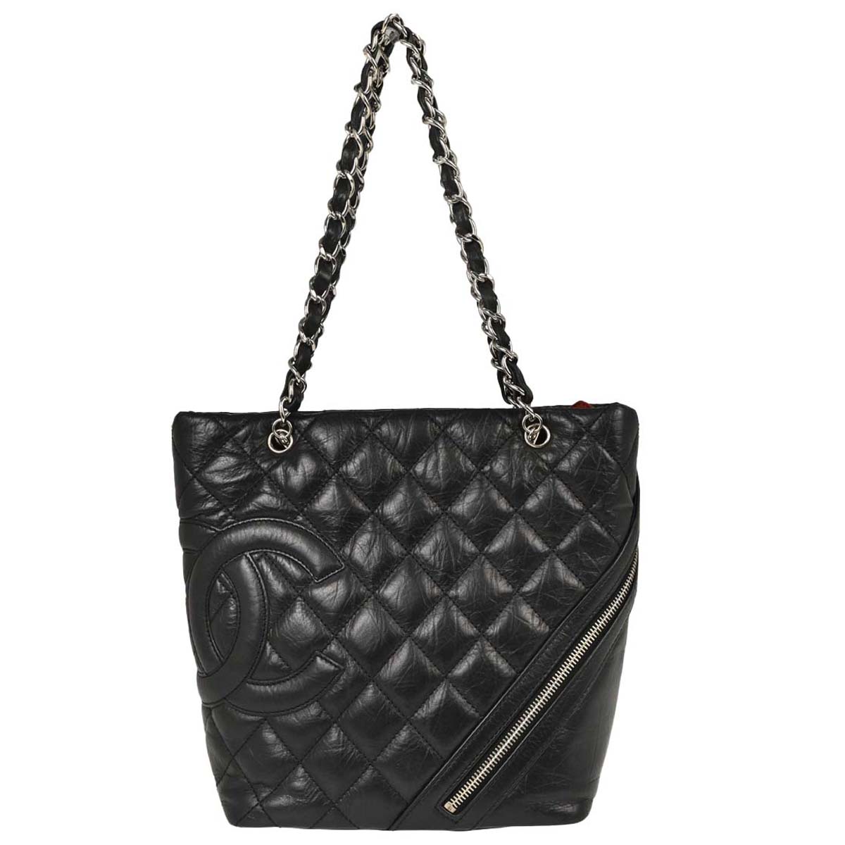 Chanel 2006-2008 Black Calfskin Cotton Club Cambon Ligne Tote Handbag