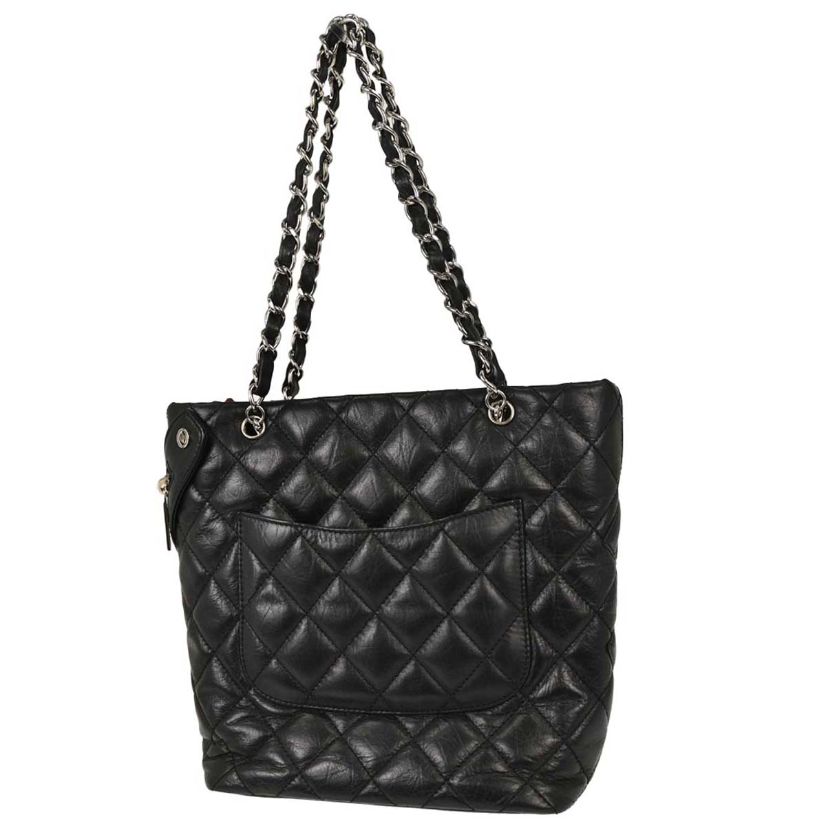 Chanel 2006-2008 Black Calfskin Cotton Club Cambon Ligne Tote Handbag