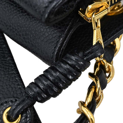 Chanel 1994-1996 Black Caviar Skin Shoulder Tote Bag