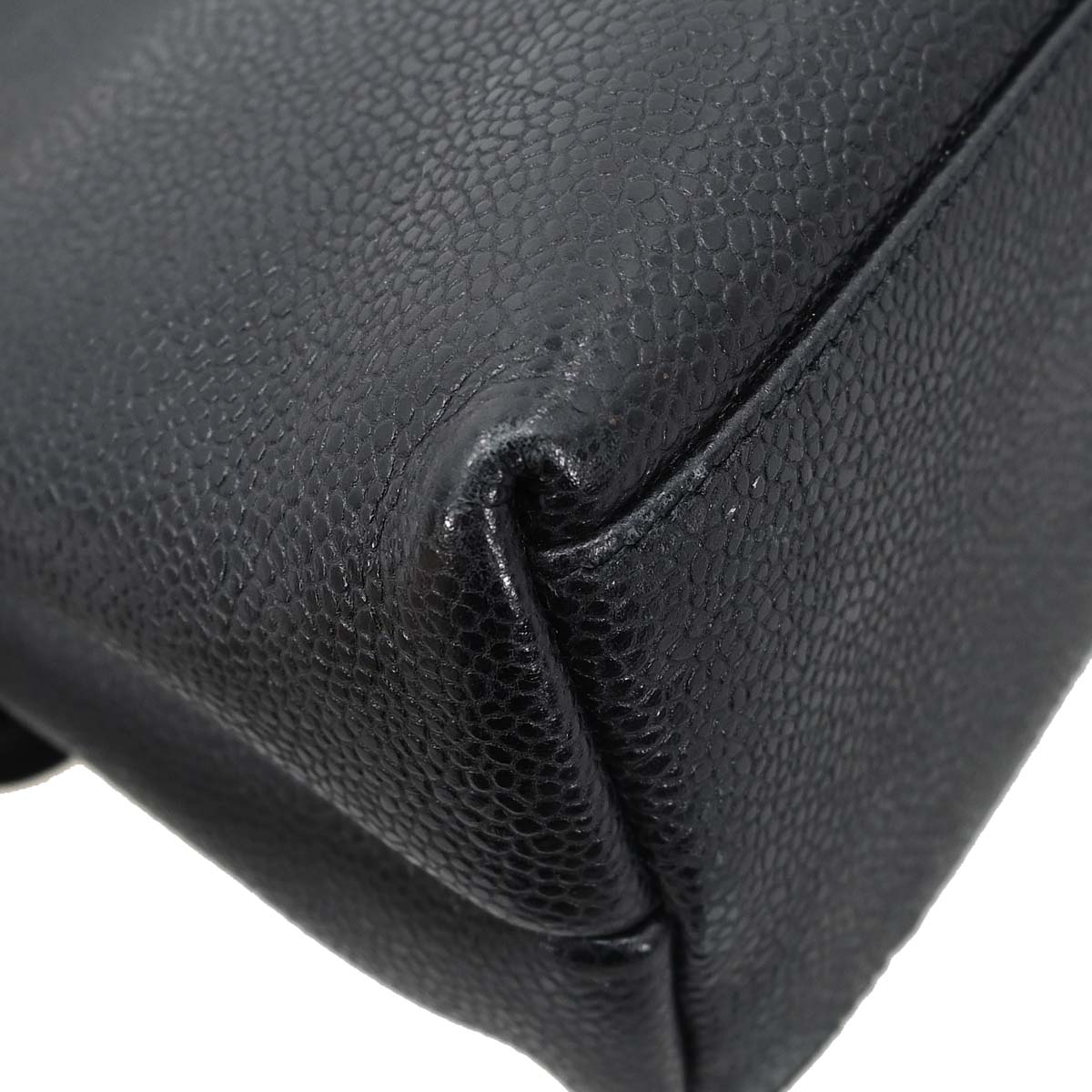 Chanel 1994-1996 Black Caviar Skin Shoulder Tote Bag