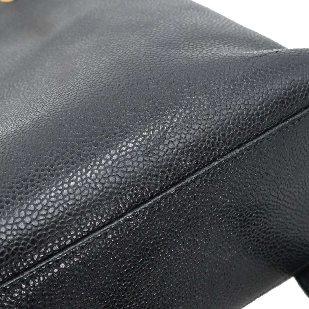 Chanel 1994-1996 Black Caviar Skin Shoulder Tote Bag