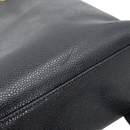 Chanel 1994-1996 Black Caviar Skin Shoulder Tote Bag