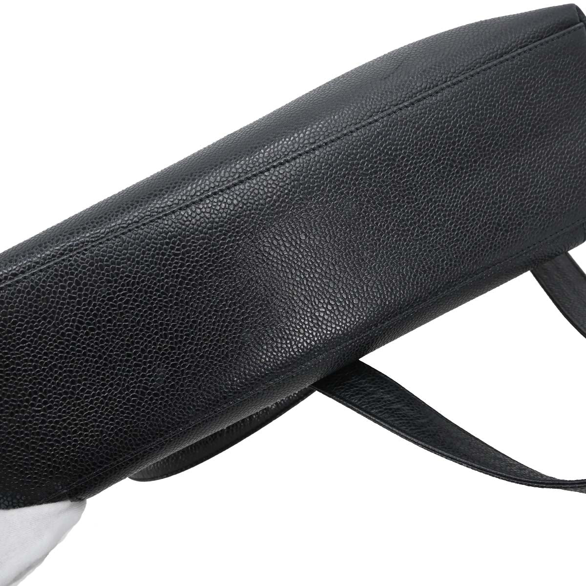 Chanel 1994-1996 Black Caviar Skin Shoulder Tote Bag