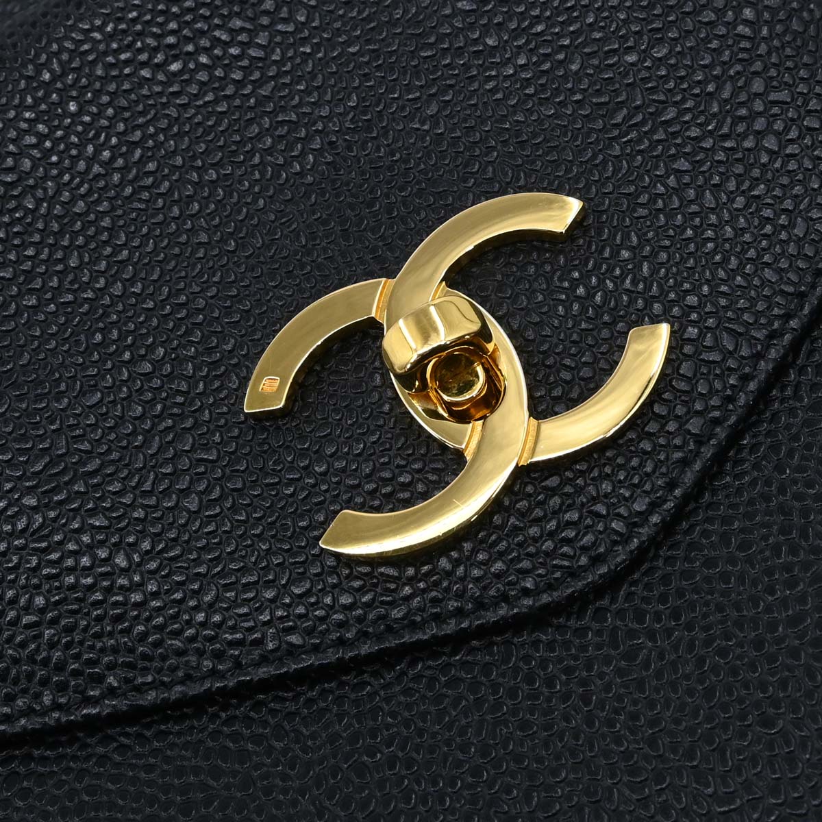 Chanel 1994-1996 Black Caviar Skin Shoulder Tote Bag