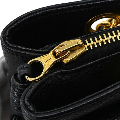 Chanel 1994-1996 Black Caviar Skin Shoulder Tote Bag