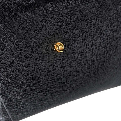 Chanel 1994-1996 Black Caviar Skin Shoulder Tote Bag