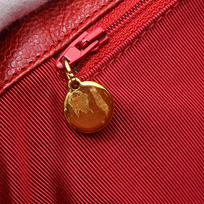 Chanel 1997-1999 Red Caviar Skin Shoulder Bag