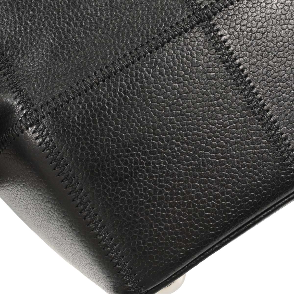 Chanel 2003-2004 Black Caviar Skin Choco Bar Wild Stitch Handbag