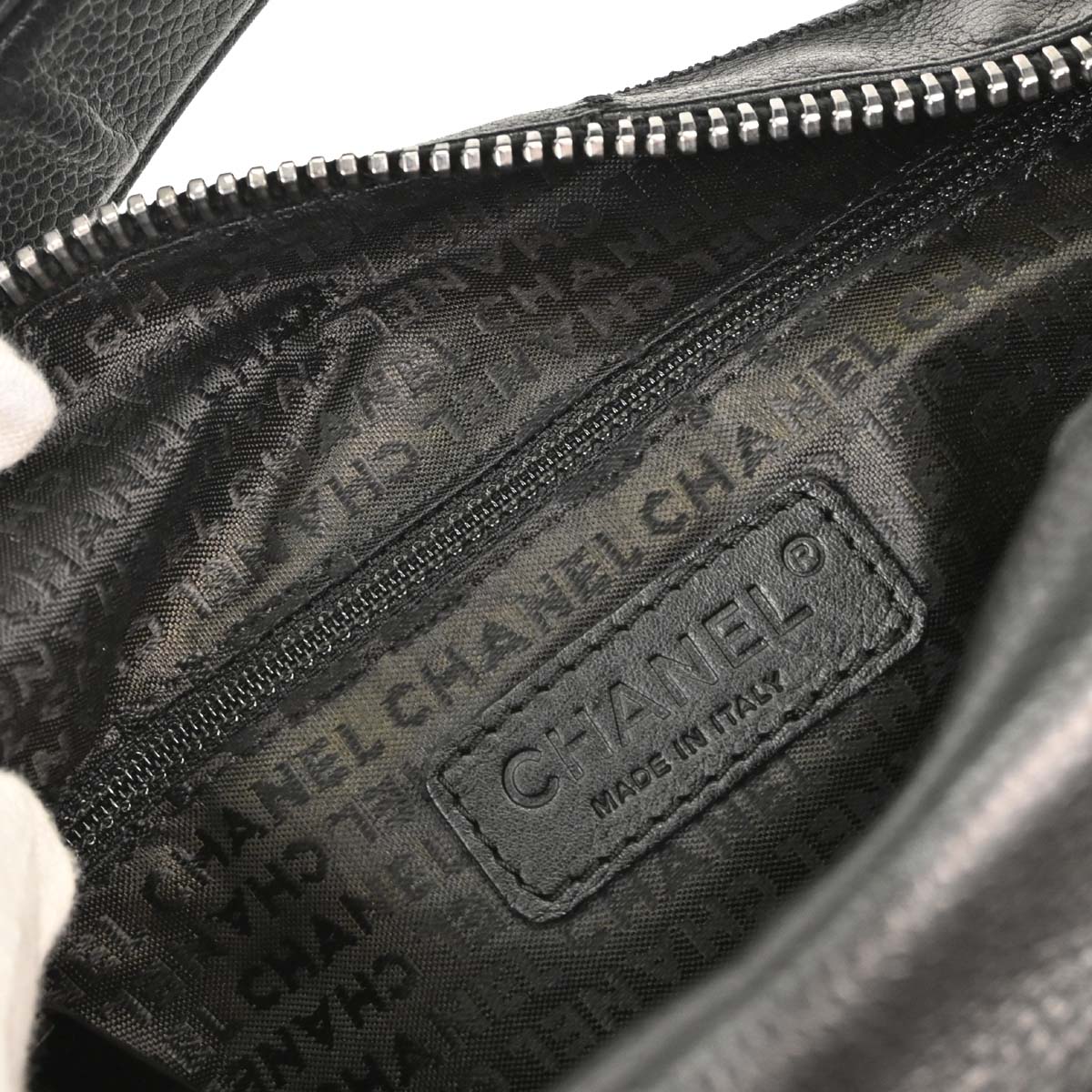 Chanel 2003-2004 Black Caviar Skin Choco Bar Wild Stitch Handbag