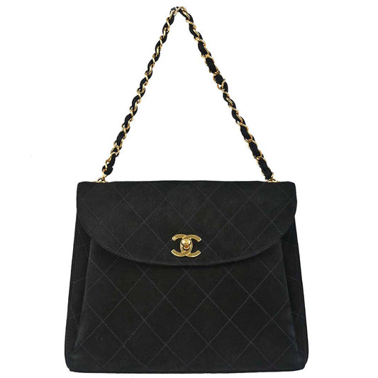 Chanel 1997-1999 Black Suede Handbag