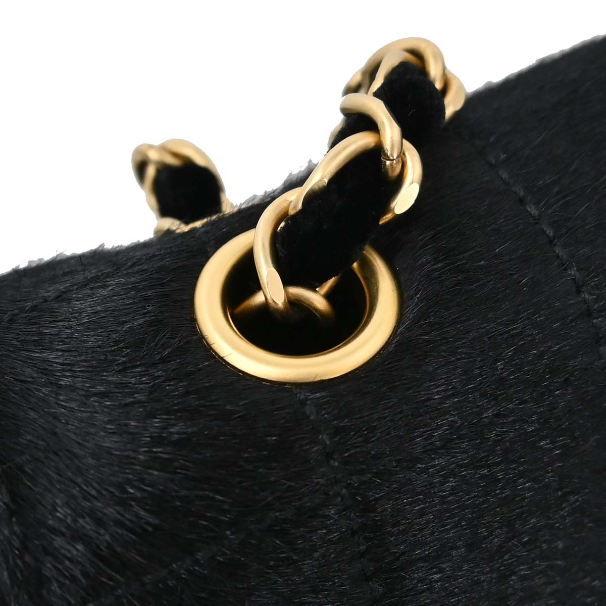 Chanel 2000-2002 Black Pony Hair Velvet Choco Bar Single Flap Shoulder Bag