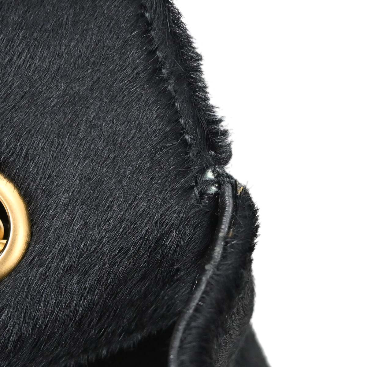 Chanel 2000-2002 Black Pony Hair Velvet Choco Bar Single Flap Shoulder Bag