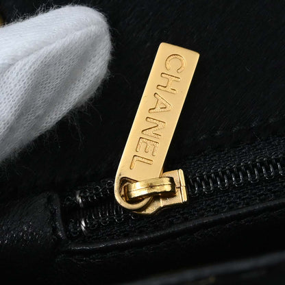 Chanel 2000-2002 Black Pony Hair Velvet Choco Bar Single Flap Shoulder Bag