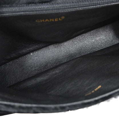 Chanel 2000-2002 Black Pony Hair Velvet Choco Bar Single Flap Shoulder Bag
