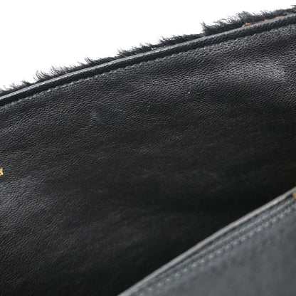 Chanel 2000-2002 Black Pony Hair Velvet Choco Bar Single Flap Shoulder Bag