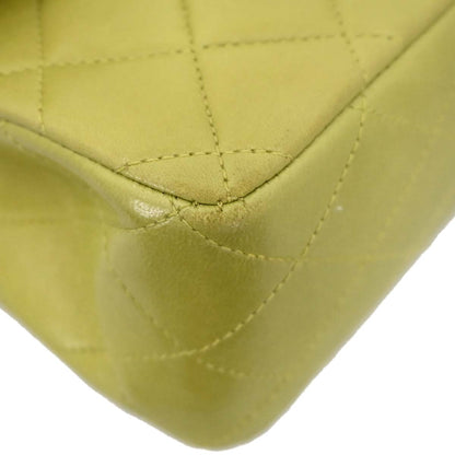 Chanel 1996-1997 Green Lambskin Medium Classic Double Flap Shoulder Bag