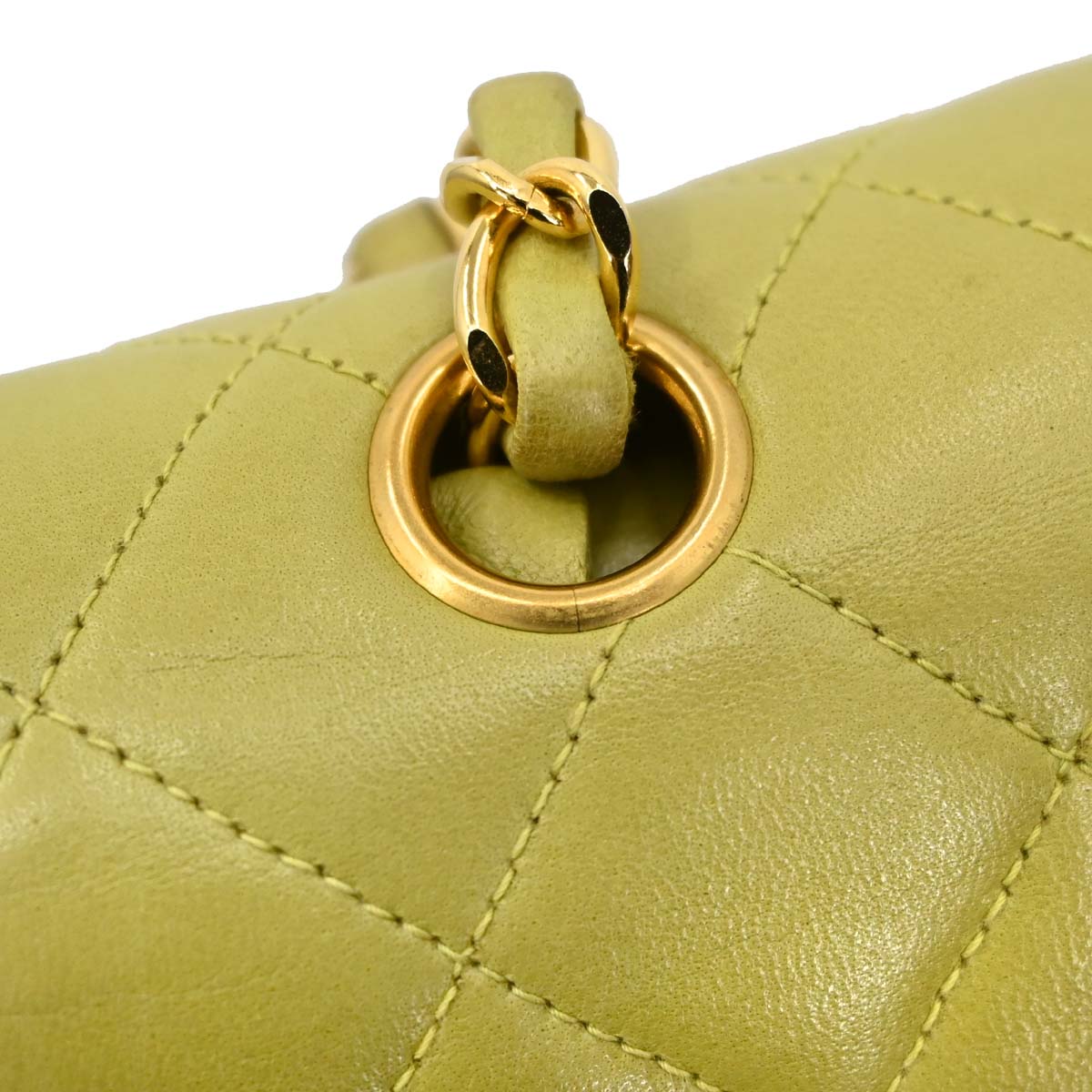 Chanel 1996-1997 Green Lambskin Medium Classic Double Flap Shoulder Bag