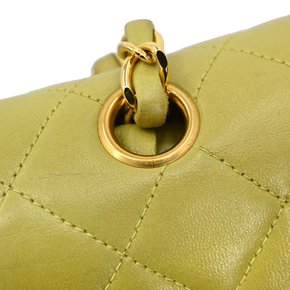 Chanel 1996-1997 Green Lambskin Medium Classic Double Flap Shoulder Bag