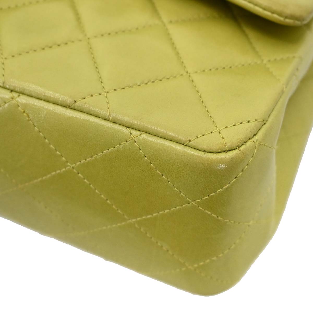 Chanel 1996-1997 Green Lambskin Medium Classic Double Flap Shoulder Bag